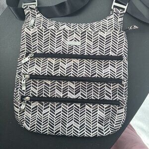 Baggallini Bag Purse Gray Black & White‎ Messenger style Bag